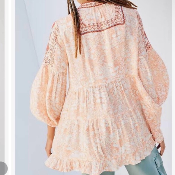 Anthropologie Boho Claudia embroidered babydoll tunic top, Size Medium - Picture 7 of 9